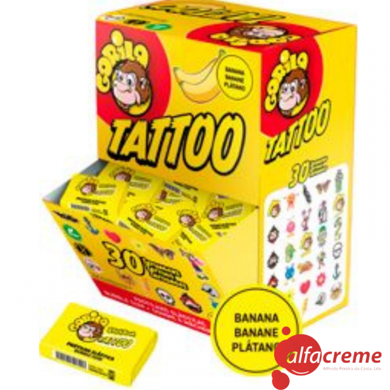 Gorila Banana Tattoo W/100