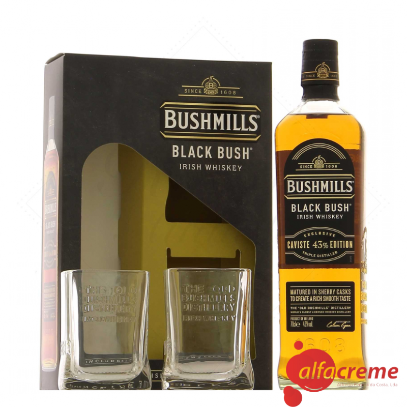 Whisky Bushmils B.Bush C/2 glasses