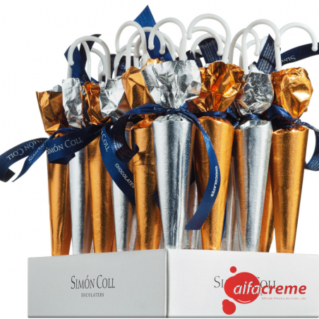 24 Paraguas Dorados y Plateados 35 gr